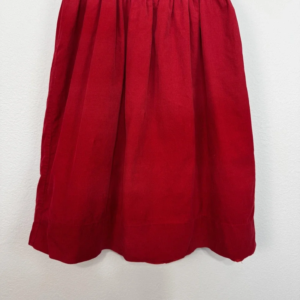 Ralph Lauren Dress Girls‎ 6 Red Corduroy Velvet Waist Puff Sleeve Lined Holiday